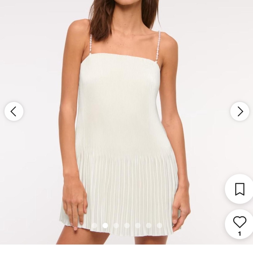 Abercrombie& Fitch Cream Pleated Mini Dress
